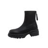Thick-soled British style short boots women's thin boots autumn and winter new small man heightened zipper elastic thin boots