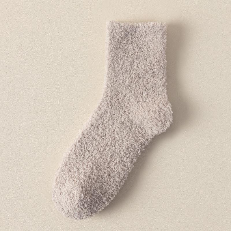 Women's Coral Fleece Mid-Calf Socks - Warm, Thickened, Fleece-Lined, Cold-Resistant for Winter and Home.