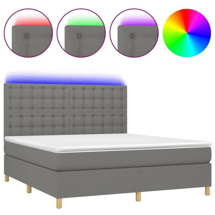 VidaXL Sommier à Lattes de Lit avec Matelas et LED, Lit Rembourré, Lit Double, Lit Adulte de Chambre à Coucher Intérieur, 3135766