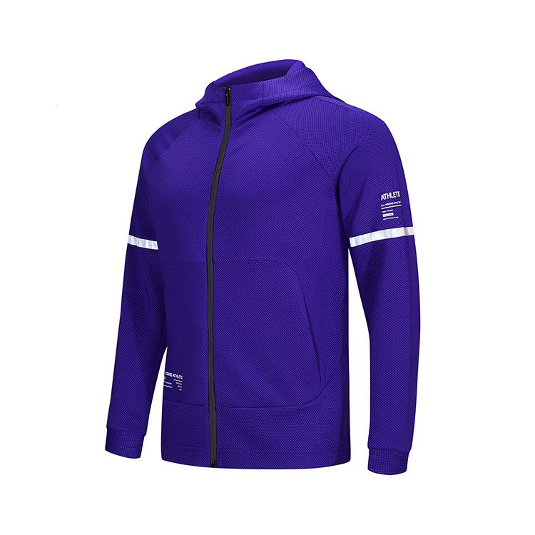 

Мужской быстросохнущий спортивный костюм с худи на молнии и воротником-стойкой XL (140-150 jin) фиолетовый