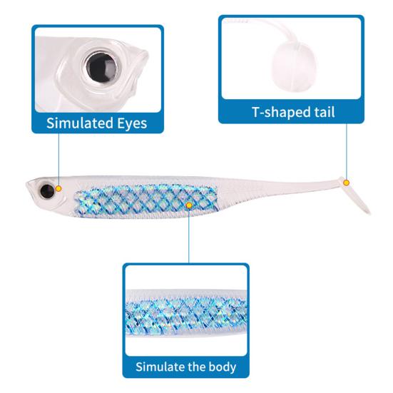 Měkká nástraha Swimbait Rybářská nástraha Lure 3D Oči Realistický Vzhled Jasná Barva Mini Velikost Přenosná Venkovní Rybaření Umělá Nástraha