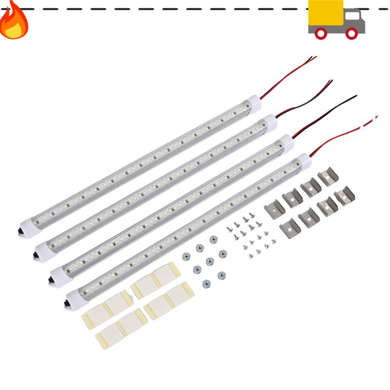 12V Interior LED Light Bar 48 Leds Strip Lights With Switch And Magnets 6500K White Light For Car Van RV With US Plug