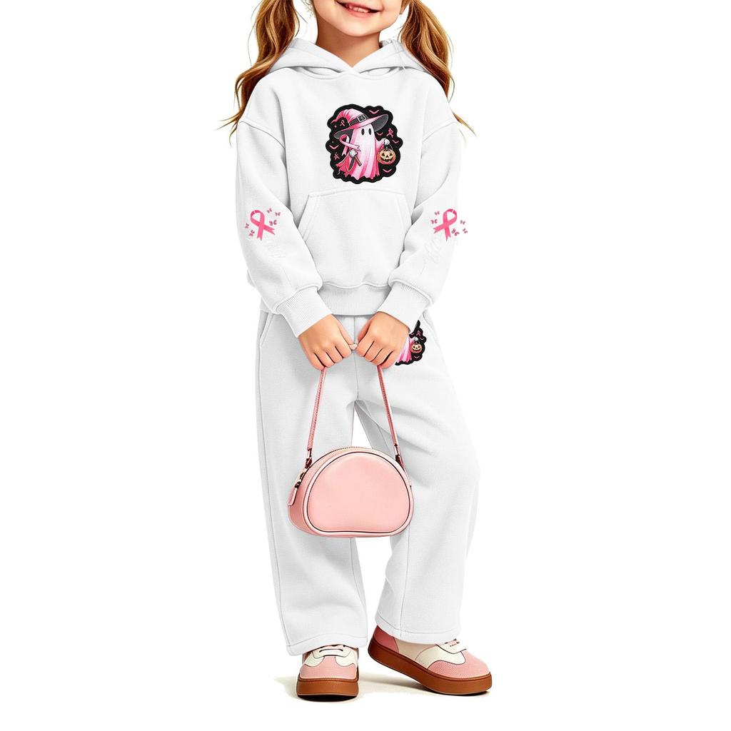 Girls' Print Hoodie and Sweatpants Set, 2-Piece Outfit for Casual Wear