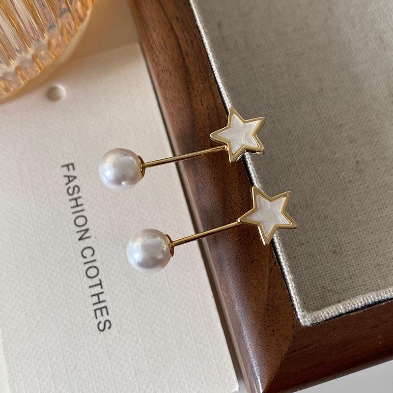 

Серьги-гвоздики из натуральной ракушки Love, модные персонализированные серьги с жемчугом сзади, серьги-звезды Niche Design