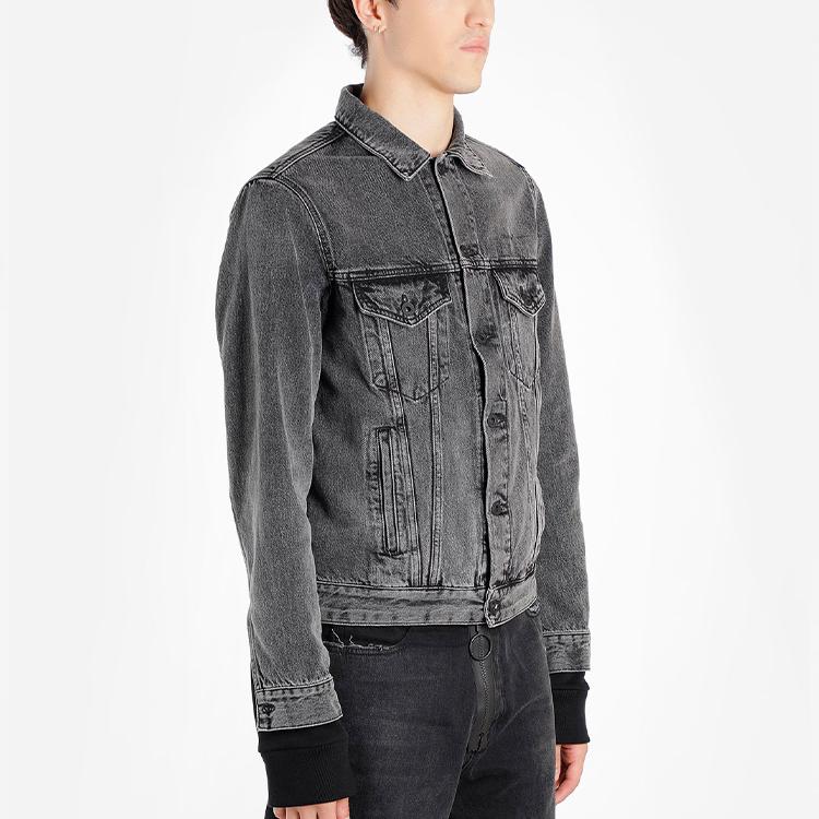 Off-White Denim Distressed Jacket Black Men Outerwear OMYE019R19C270120888