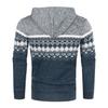 Men's Ethnic Style Hooded Knit Cardigan: Casual, Loose, Slim-Fit, Thin Fleece Sweater with Printed Design