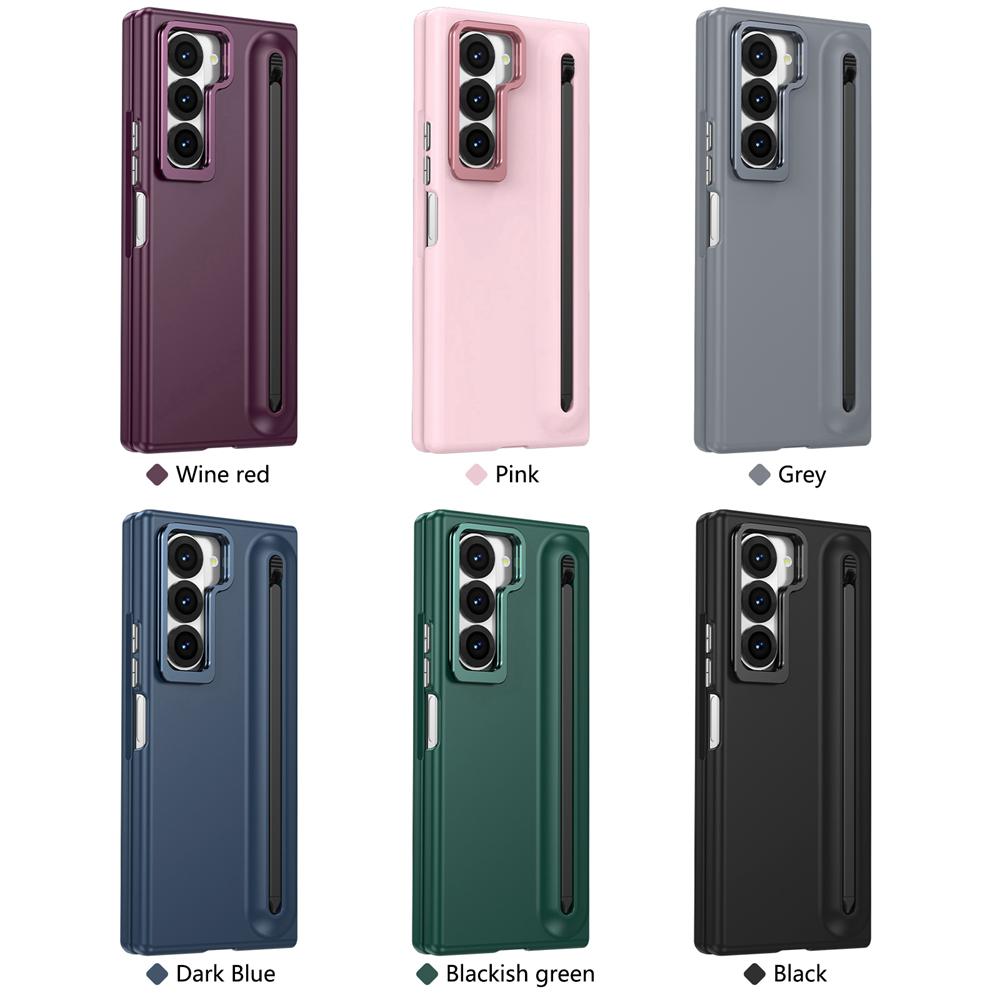 KEYSION with Touch Pen Case for Samsung Galaxy Z Fold 6 5 5G Hard PC Kickstand Phone Cover With Tempered Glass Screen Protector