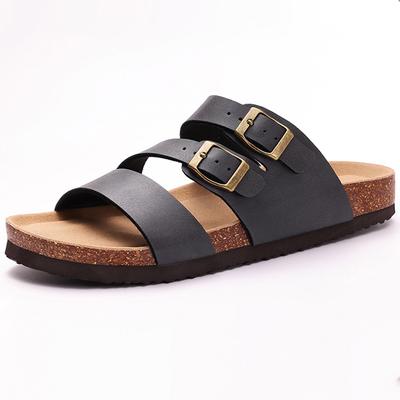 Fashion Comwarm New Women's Cork Footbed Slippers Fashion Comfort Flat Sandals For Women Open Toe Beach Sandals With Adjustable Buckle
