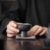 Old Rock Clay Goblet Silver Gilded High Foot Master Cup Bronze Glaze Ceramic Teacup Chinese Kungfu Teaware Tea Bowl Drinkware