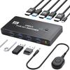 Switch KVM, HDMI 2 Entradas 1 Saída 4K@60Hz, Switcher KVM USB 3.0 para Alternar Entre 2 PCs e 1 Monitor, 4 Portas USB para Compartilhar Teclado, Mouse, Pr