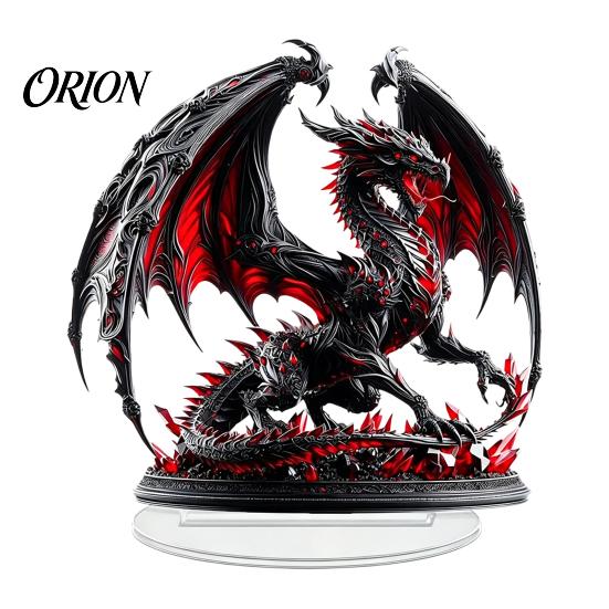 Exquisite Fantasy Creature Model Dragon Acrylic Statue, Gothic Tabletop Figurine, Mythical Colorful Winged Art Desktop Ornament for Office Bedroom