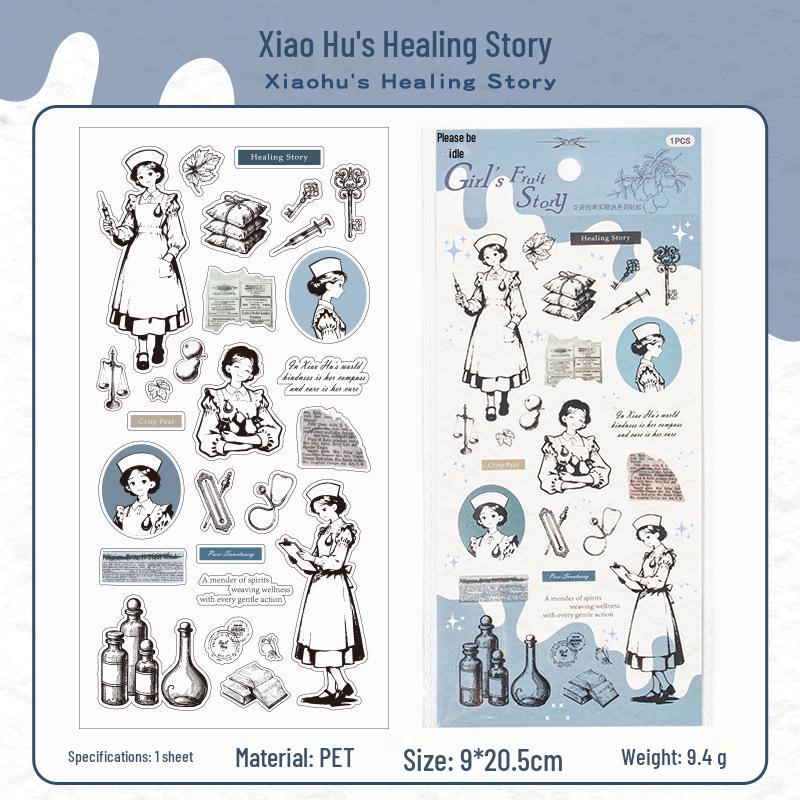 Yuxian Girl's Fruit Story Pet Stickers: Character-Themed Journal Decorations (6 Designs)