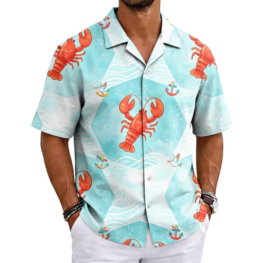 Men's Cuban Collar Shirt Hawaiian Summer Casual