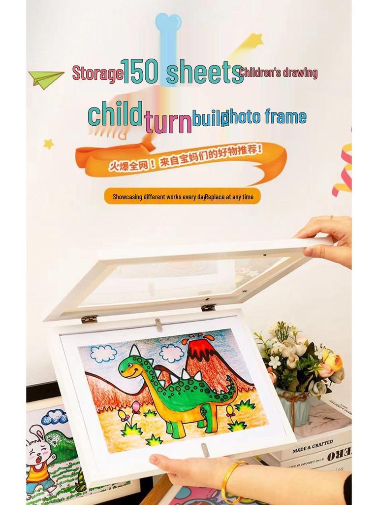 Children's Magnetic DIY Wall Art Frame: Punch-Free Multifunctional Display.