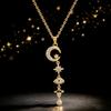 Elegant Charm Female White Zircon Stone Moon Star Evil Eye Pendant Necklace Round Color Wedding Jewelry For Women