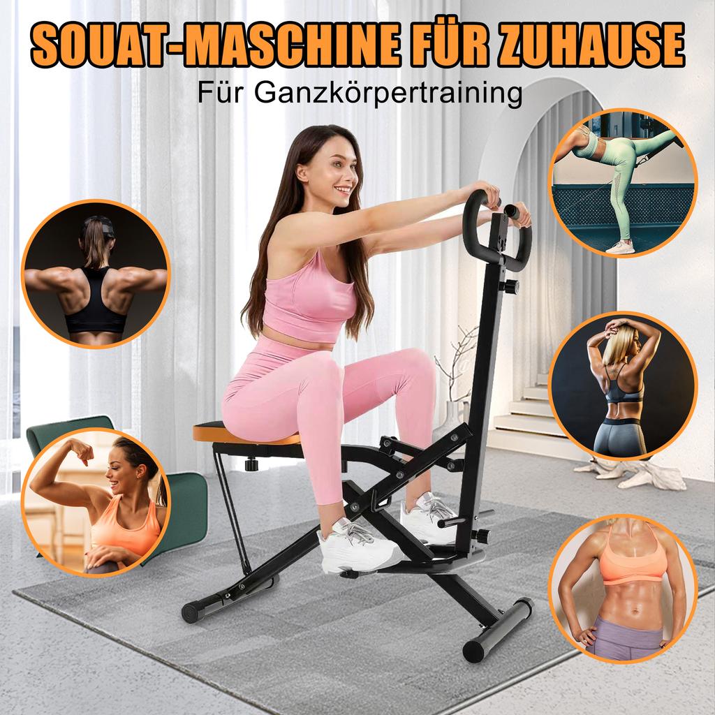 Squat Machine for Home, foldable trainer for glute muscle training with resistance bands, for buttocks, thighs, belly, back/leg press, hip thrust