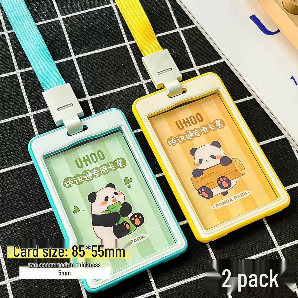 Panda-Schule All-in-One Lanyard: Doppelseitiger transparenter Kartenhalter mit großem Platz für Zugangs- & Essenskarten