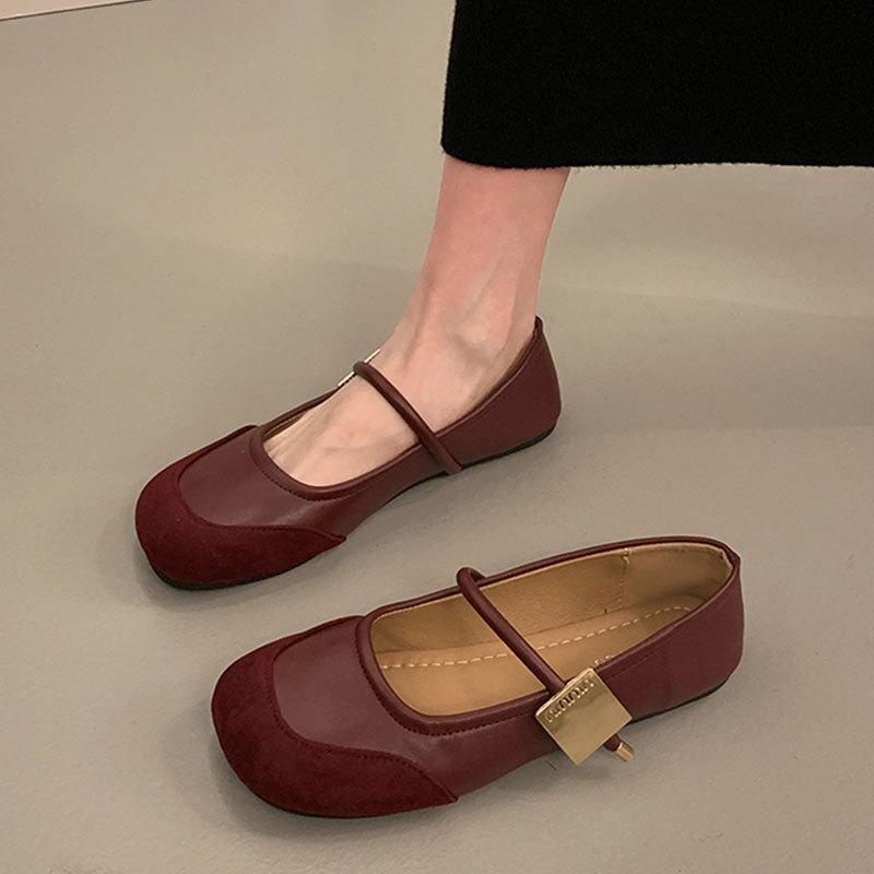 French Mary Jane shoes women's shoes spring and autumn new soft sole soft surface word with shallow mouth single shoes women's skirt