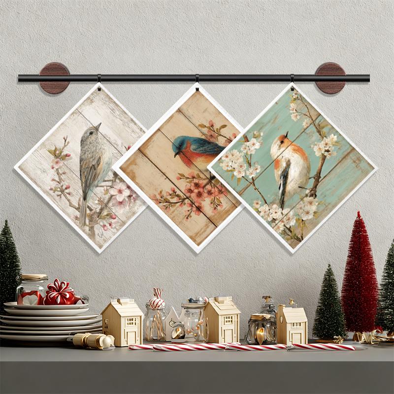 Cleaning Cloth Reusable Kitchen Dish Towels Eco-friendly Microfiber Bird Flowers Print Dishcloths Lint Free Washable Duster Rags Tea Towels 9*7inch