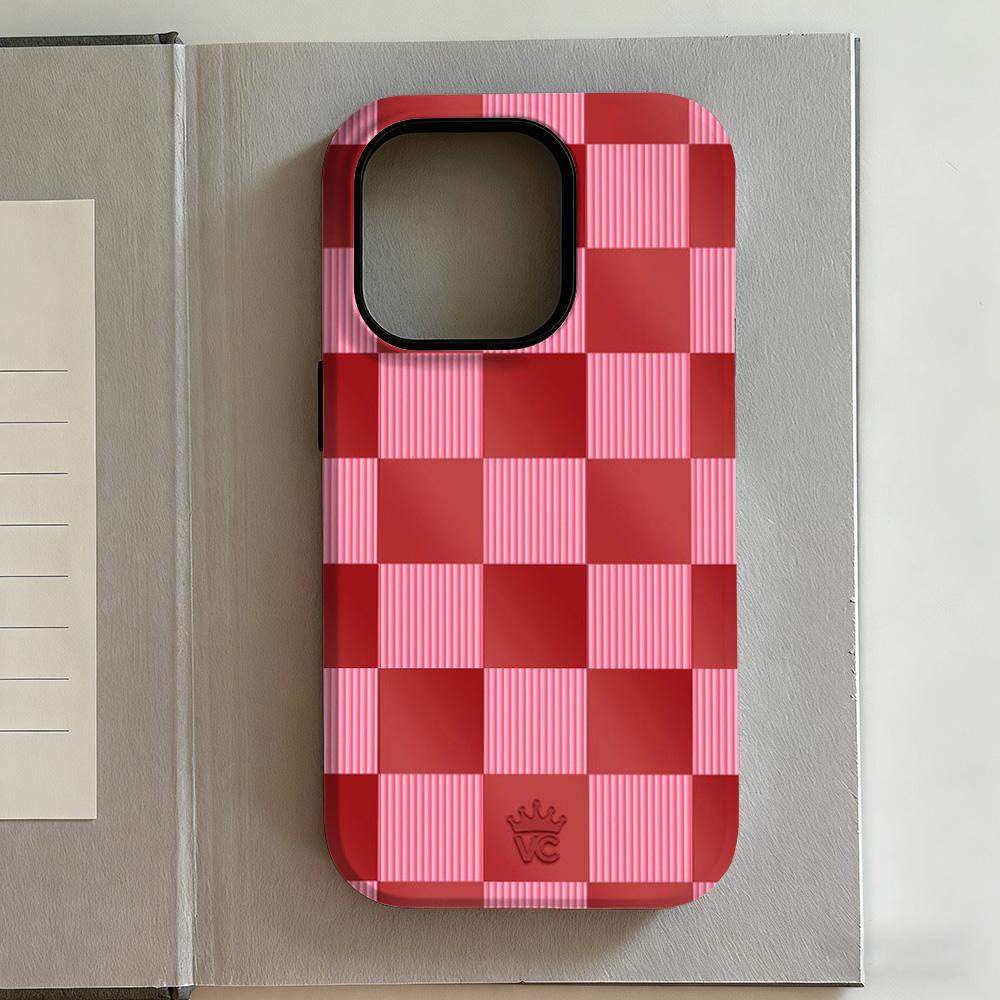 

Luxury Y2K Red Gird Phone Case for iPhone 17 16e 16 15 14 13 12 11 X XS XR XSMAX 7 8 Air Pro Max Plus Luxury Double-layer iPhone 11