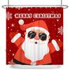 Merry Christmas Shower Curtain Winter Snow Santa Claus Christmas Trees Decor Bath Curtains Waterproof Bathtub Screen