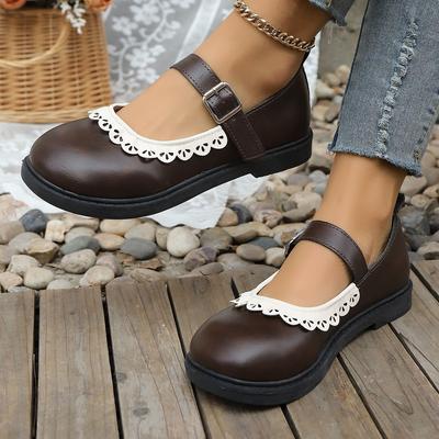 Vintage Mary Jane Small Leather Shoes Women's 2025 Spring and Summer New French Round Head Student with Skirt Japanese Single Shoes