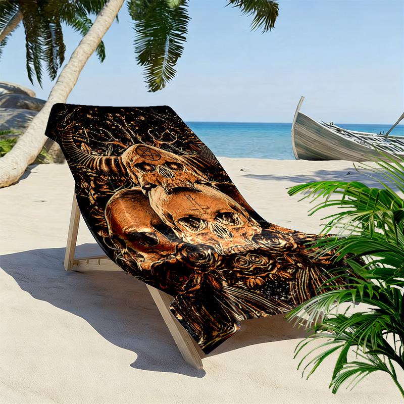 Totenkopf Satan Print Strandtuch, Großes Weiches Schnelltrocknendes Handtuch für Strand Camping Schwimmen