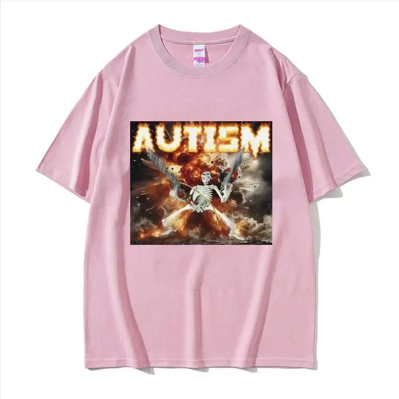 Autistic Funny Skeleton Meme Graphic T Shirt Fashion Gothic Retro T Shirts Male ONeck Oversized Short Sleeve Tshirt Unisex