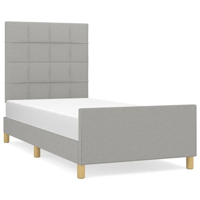 VidaXL Bed Frame with Headboard Light Grey 100x200 Cm Fabric 3125033