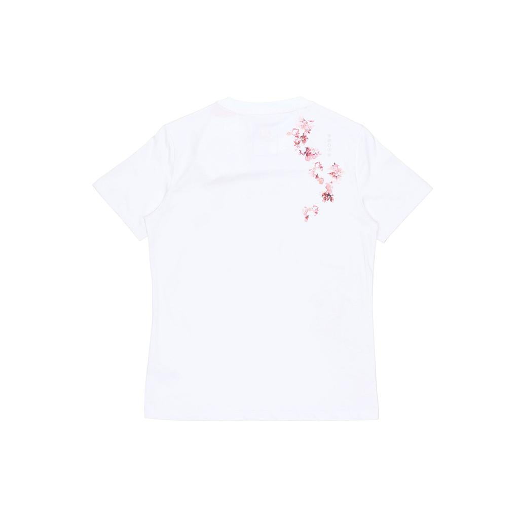 Li Ning Sakura Pattern Round Neck Short Sleeve T-Shirt Women Tops White AHSR626-1