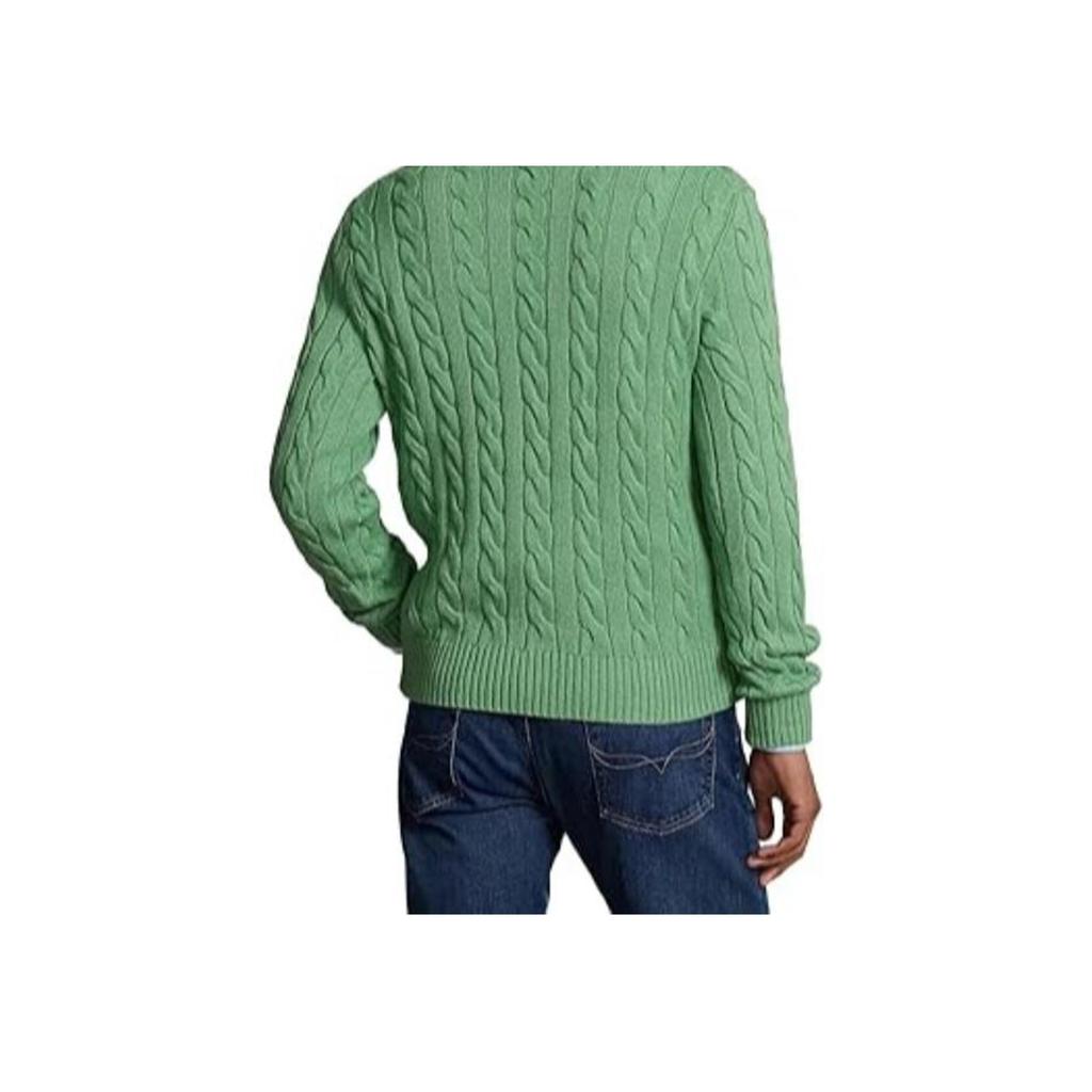 Polo Ralph Lauren FW23 Small Pony Logo Embroidered Crew Neck Cable Knit Sweater Men Sweater Light-Green MNPOSWE16810290-D08