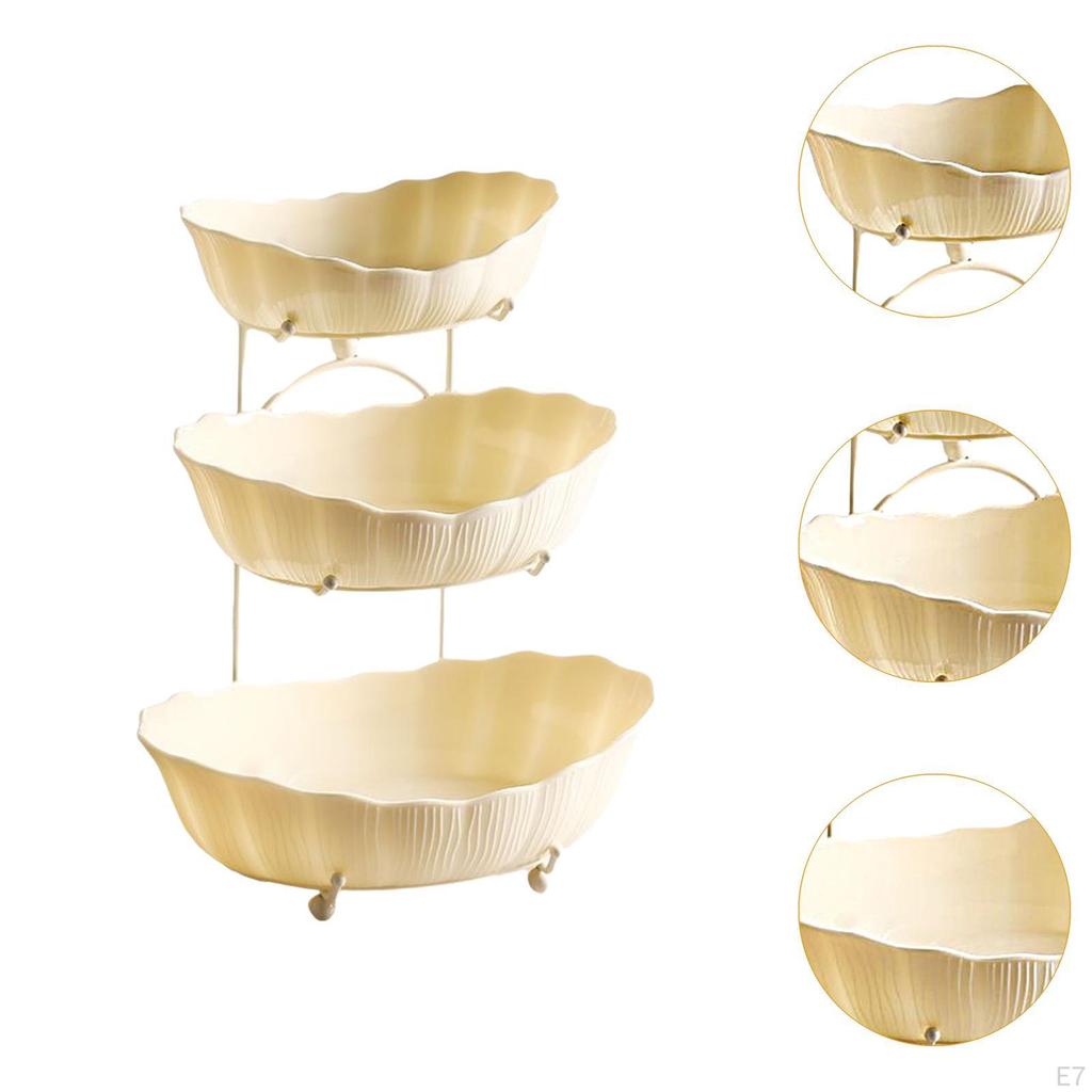Tiered Fruit Bowl Basket Display Stand Dessert Cupcake Plate Platter Bread Vegetable Holder Serving