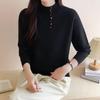 Plus Size Women's Sweater: Half High Neck, Ideal for Spring, Autumn, Winter – Versatile Knitted Layer for Belly Coverage