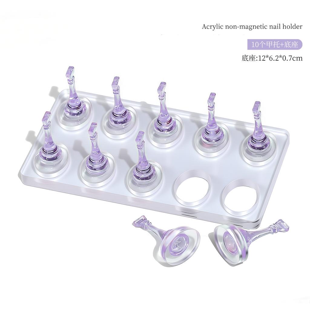 5/10Grid Non-Magnetic Nail Acrylic Display Stand Transparent Holder For Practice Showing Shelf False Nails Holder DIY Salon Tool