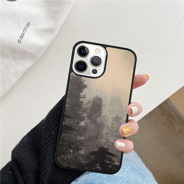 Mountain Pine Tree Forest Mountain Peak Mist Phone Case For iPhone 17 Air 15 16 Pro Max 14 13 12 11 Pro Max Plus