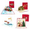 Folding Christmas Greeting Card With Envelope Santa Claus Snowman Xmas 3D Pop UP Invitation Card Postcard Navidad New Year Decor
