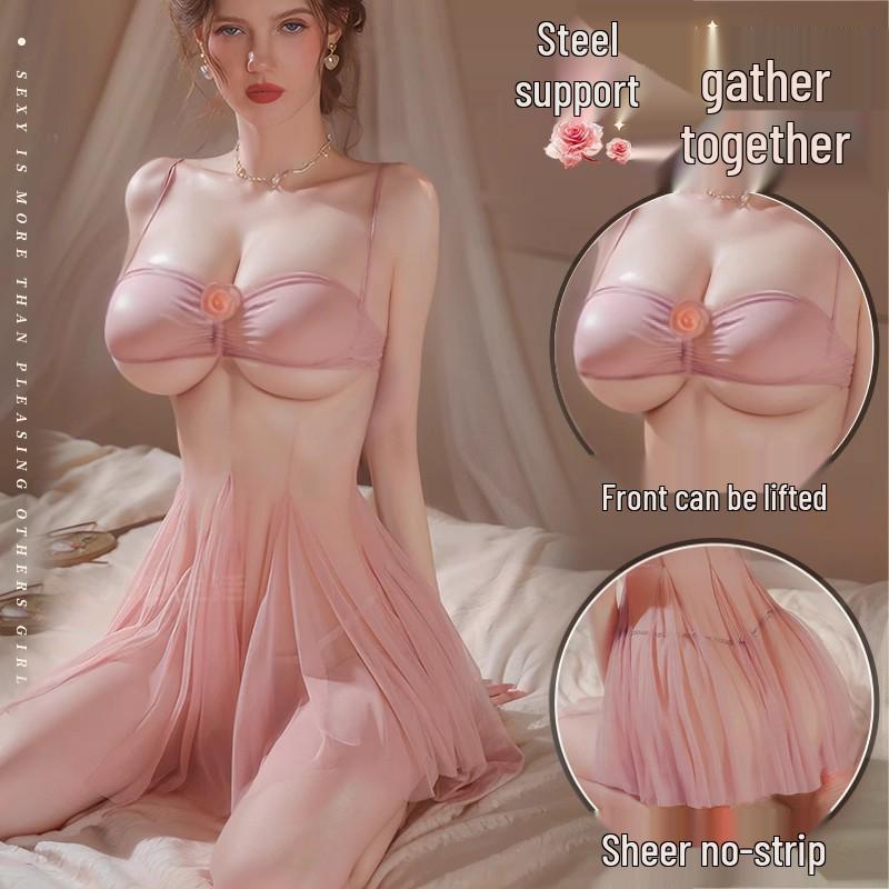 Damen Sexy Bügel Push-up Mesh Camisole Nachthemd