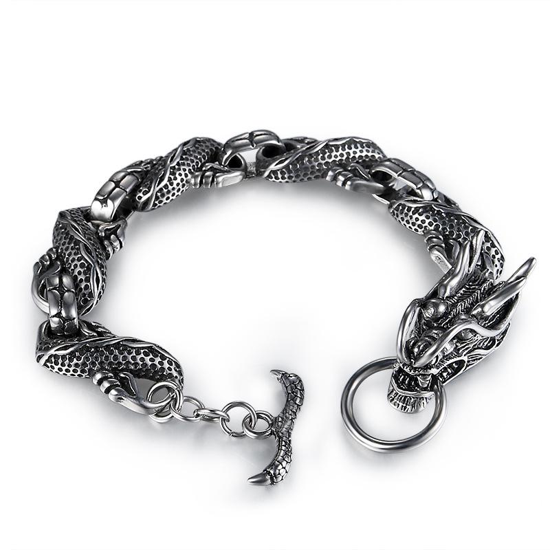 2026 Domineering Religious Dragon Bracelet, Personalized Retro Casting Titanium Steel Bracelet Accessories