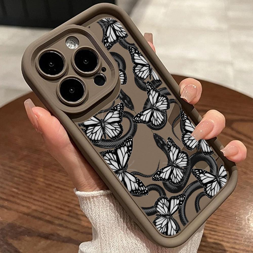 LZ5 Butterfly Black Gold Snake Silicone Phone Case for Xiaomi 11 Lite 5G 14T Redmi 14C 13C A3 Note 12 11 9 10 13 Pro Plus Shockproof Back Cover