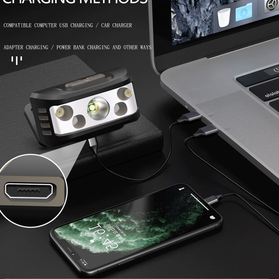 High Quality XP-G Q5 Sensor Led Headlamp Built in Battery Head Lamp Headlight Bulbs Light Waterproof White &amp; Red Emitting Color