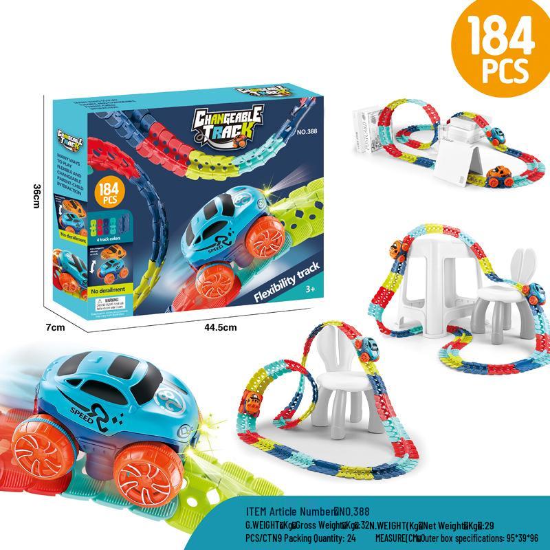 Dinosaurier Elektrische Eisenbahn Spielzeug: Anti-Schwerkraft Pädagogische DIY Bausteine Achterbahn für Kinder