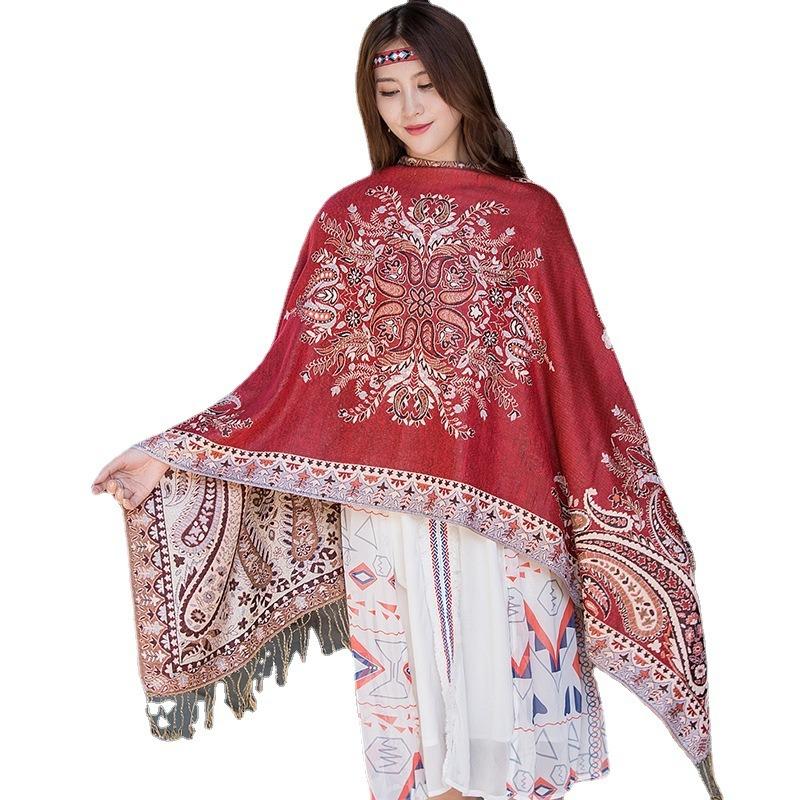 Women S Ethnic Jacquard Paisley Travel Scarf Thick Long Air Conditioning Shawl
