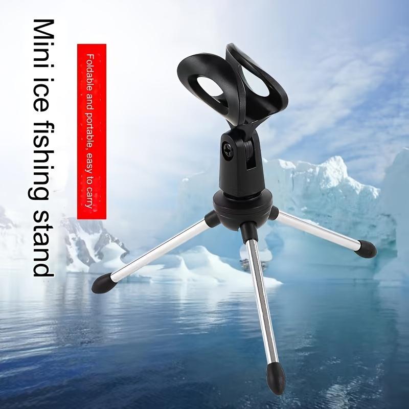 Portable Ice Fishing Rod Holder, Stainless Steel & High-Index Plastic, Multi-Color, Easy-Store Folding Design, Essential Winter Fishing Gear, Black