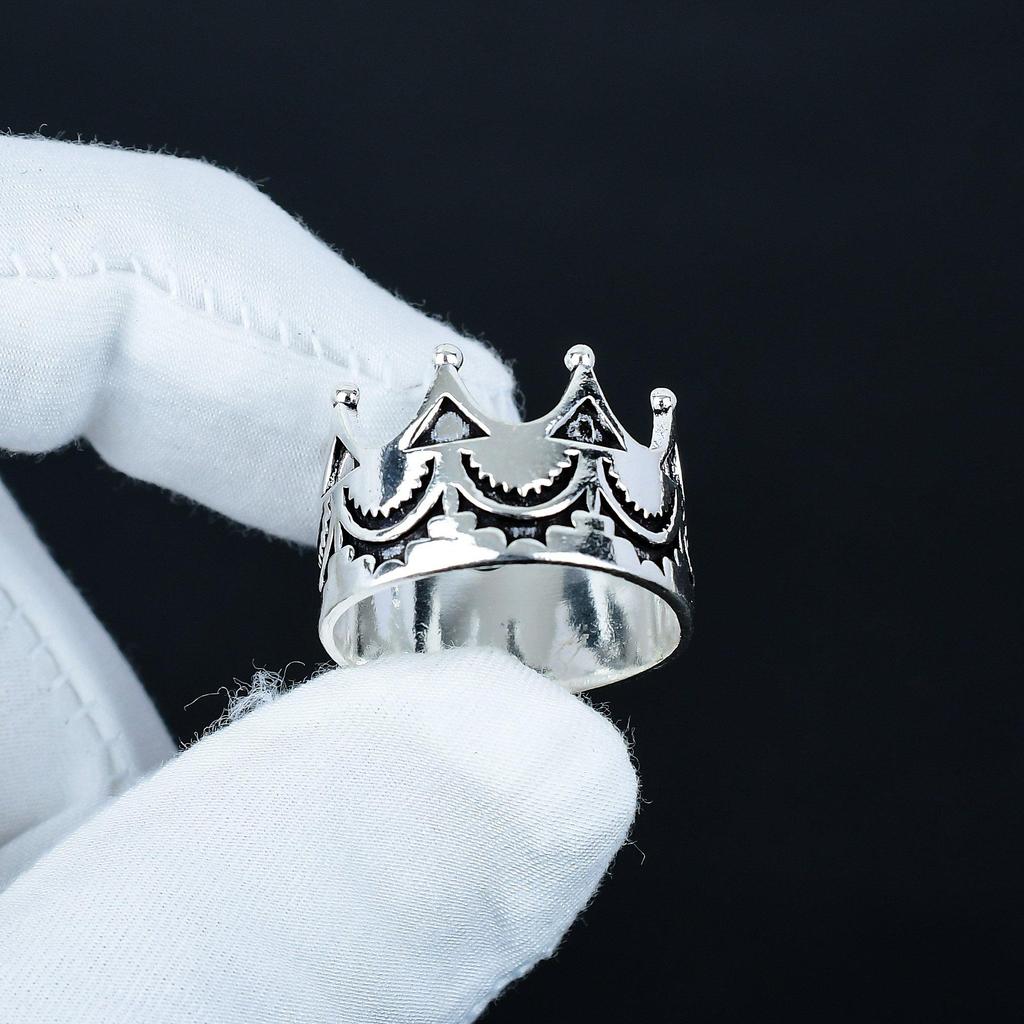 King Crown Ring, Vintage Design Ring, Unique Meditation Ring, 925 Sterling Silver Jewelry, Handmade Gift, Statement Ring For Birthday Gift