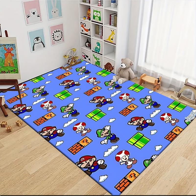Mario Bros Adventure Carpet Rug Soft Washable Anti Slip Home Living Room Sofa Mats Personalized Christmas Rug