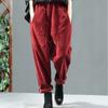 Retro Artistic Style Personality Pocket Corduroy Versatile Casual Harem Trousers for Women
