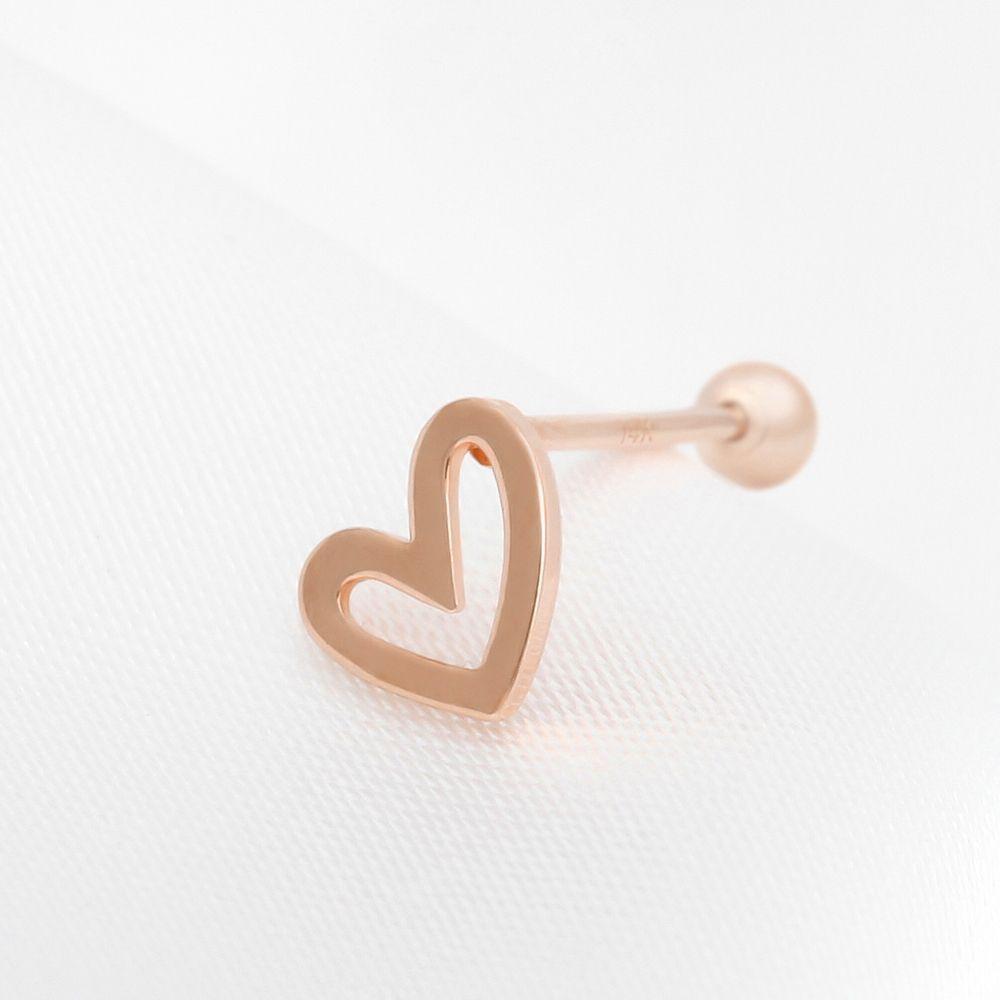 Rose Gold Line Basic Gold Needle 14K Piercing Heart