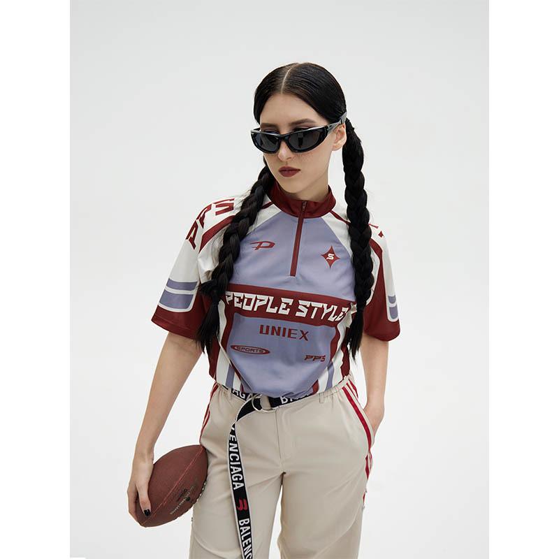 

Футболка для велоспорта унисекс Slim Fit Contrast – дышащая, с коротким рукавом, в спортивном стиле, с нейтральным принтом в американском стиле. M красный