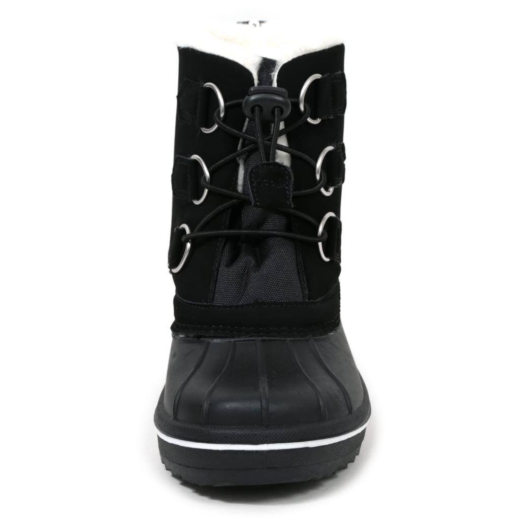 Mozu Bean Down Boots, Inner Boa, Lace-Up, Elastic, Women's, Black, Size 24cm