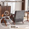 Bouclé Accent Seating with Wooden Frame, Armchair for Living Room, Bedroom, Grey